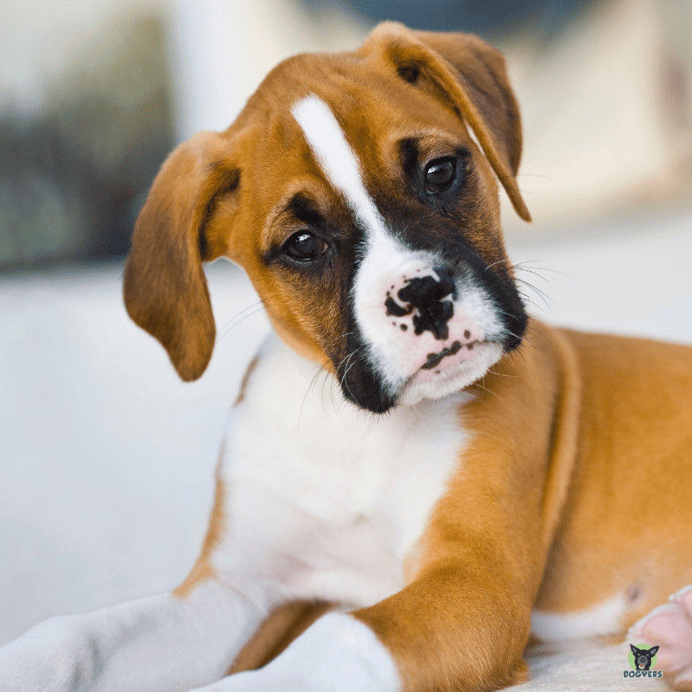 Boxerwelpe schaut süss Boxerwelpe schaut suess