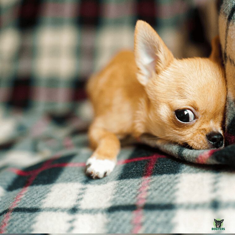 Chihuahua schaut ängstich auf Couch Chihuahua schaut aengstich auf Couch