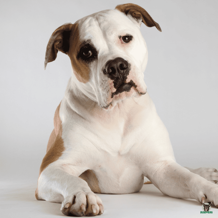 American Bulldog steht Portrait American Bulldog steht Portrait