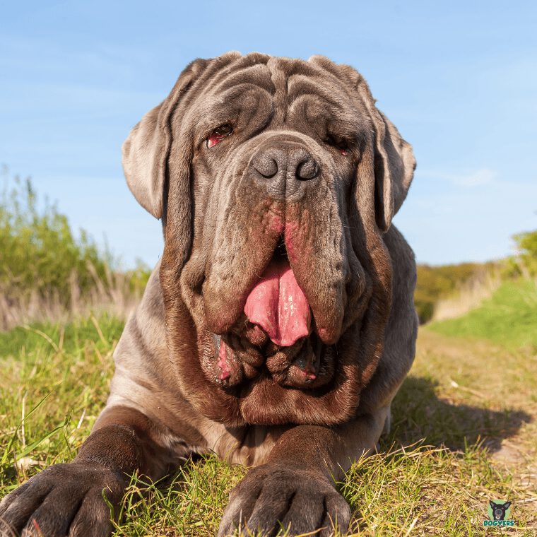 Mastino Napoletano entspannt auf einer Wiese Mastino Napoletano entspannt auf einer Wiese