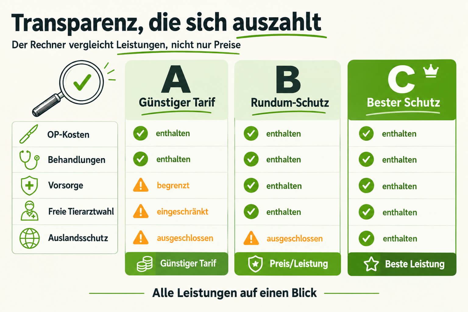 tierversicherung-vergleichtsrechner-tarife-leistungen Infografik der dogvers, Vergleichsrechner, vergleicht Leistungen und nicht nur Preise.