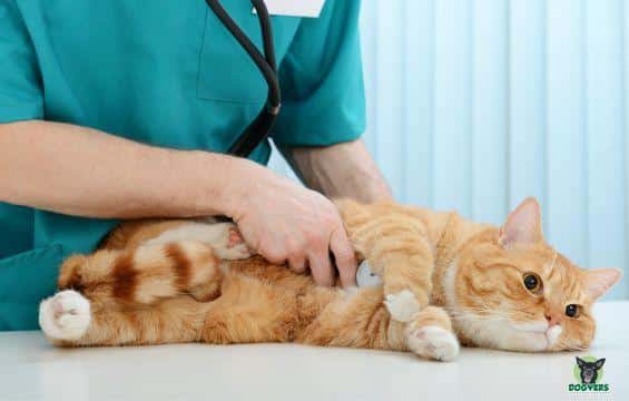 getigerte Katzen liegend mit Tierarzt bei Behandlung GOT