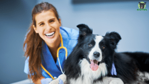 Tierärztin mit Hund und Stethoskop