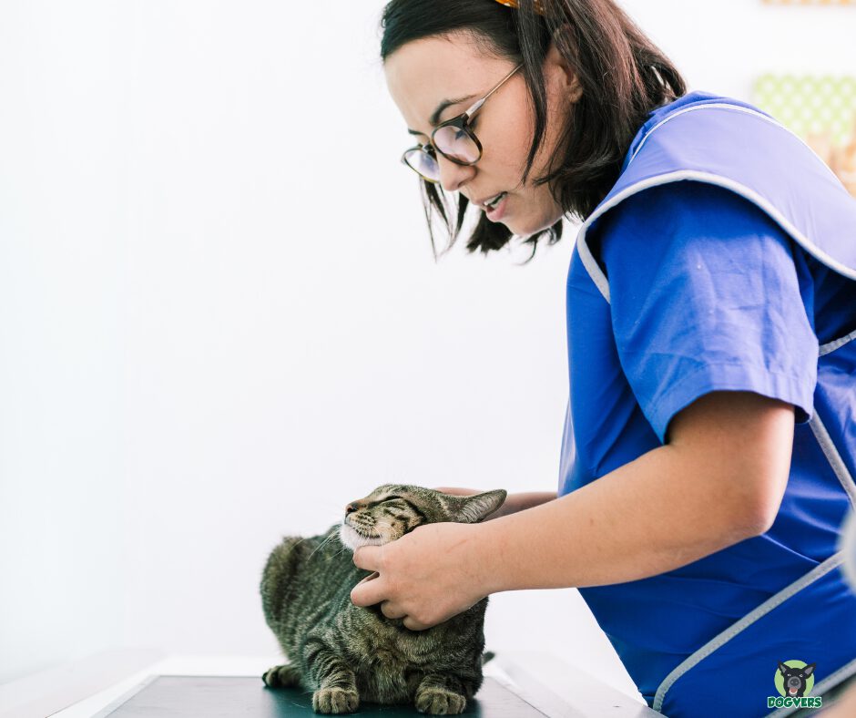 tierärztin untersucht katze katzenschnupfen