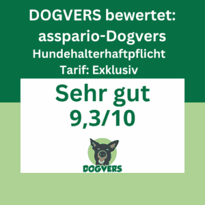 Bewertung Hundehalterhaftpflicht asspario DOGVERS Tarif Exklusiv sehr gut