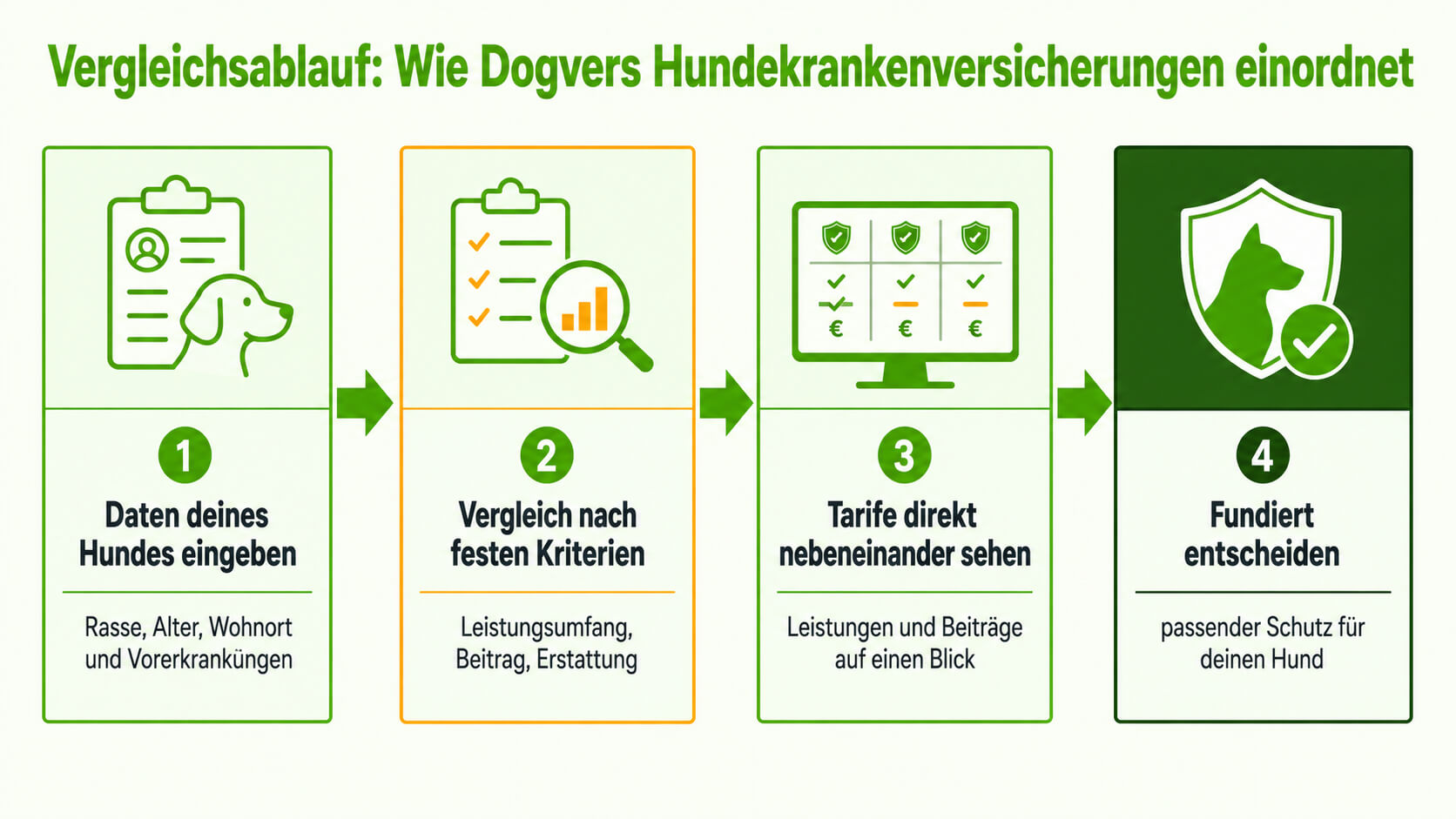 hundekrankenversicherung-tarifvergleich-ablauf Vier Schritte des Hundekrankenversicherungs-Tarifvergleichs mit dem Dogvers Angebotsrechner